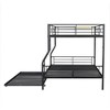 NicBex Full XL over Queen Bunk Bed Convertible Metal Frame Triple Bed Frame with Scroll Wheels, Guardrails and Ladder, No Box Spring Required - 3 of 4