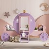 Angel Sar Twin Size Princess Carriage Bed with Crown, Wood Platform Car Bed with Stairs, Pink Purple - 2 of 4
