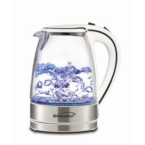 Brentwood 1.7L Tempered Glass Tea Kettle in White - 1 of 4