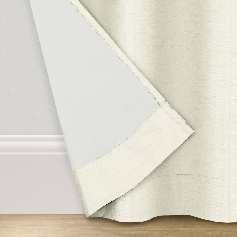 2pk Eclipse Room Darkening Blackout Faux Silk Grommet Curtain Panels Ivory, 5 of 7