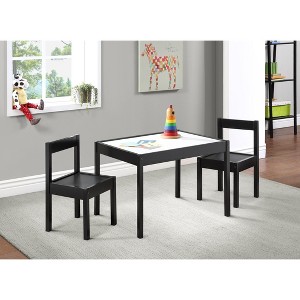 VYNXARIA 3-Piece Solid Wood Kids Table & Two Chair Set, Black - 1 of 1