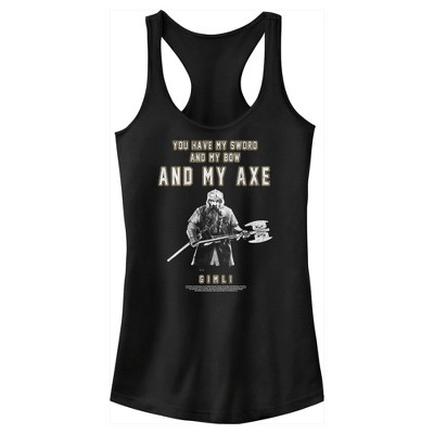 Junior's Lord of the Rings Fellowship of the Ring Gimli You Have My Sword and My Bow and My Axe Racerback Tank Top