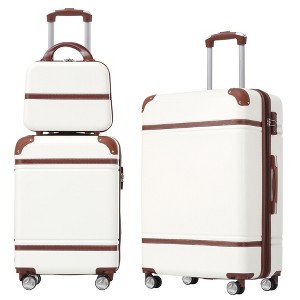 NAYSAYE Luggage 3 Piece Hardshell Luggage Set with Spinner Wheels TSA Lock Expandable for Travel, White, 17.7"*11.2"*26.4" - 1 of 4