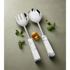 Classic Touch Set of 2 Stainless Steel Salad Servers with White and Grey Stone Handles - 4 of 4