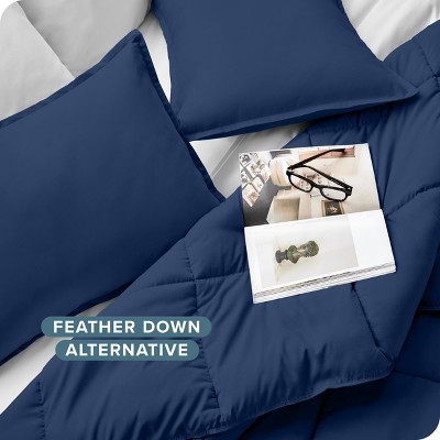 Queen Dark Blue Down Alternative Microfiber Comforter Set