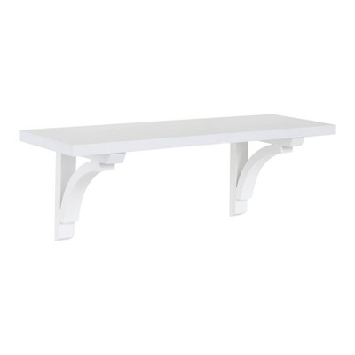 24" x 8.5" Corblynd Wooden Wall Shelf with Brackets White - Kate & Laurel All Things Decor