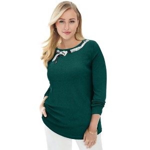 Jessica London Women's Plus Size Holiday Motif Pullover - 1 of 4