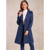Allegra K Women's Faux Suede Notched Lapel Strap Cuff Solid Double Breasted Tie Belt Trench Coat - 2 of 4