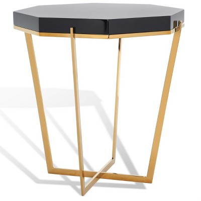 Transitional Octagonal Danna End Table in Gold and Black