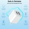 BRINJOY 3-Pack Dual USB Wall Charger - 5V/2.4A Fast Charging Block, White - 4 of 4