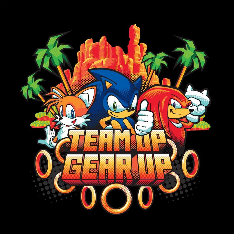 Bioworld Sonic The Hedgehog Modern "Team Up Gear Up" Youth Black Crew Neck Sweatshirt, 2 of 4