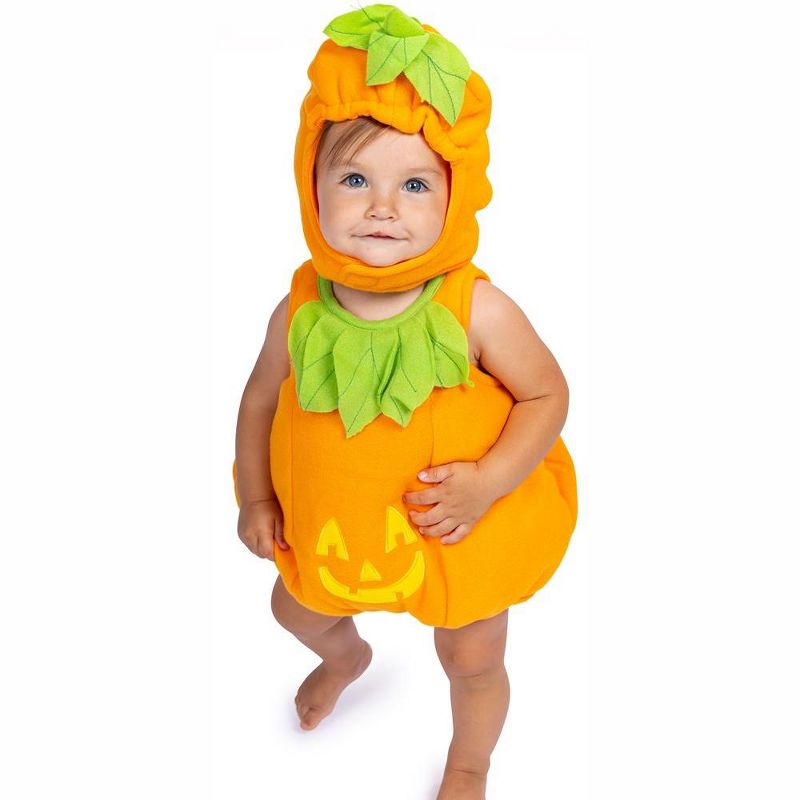 Dress Up America Pumpkin Costume - Jack O' Lantern Costume for Babies, 4 of 8