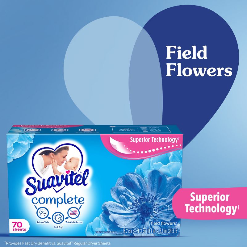 Suavitel Complete Dryer Sheets - Field Flowers - 70ct, 4 of 11