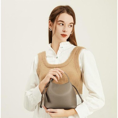 FATMOON Trendy Bucket Handbags - Women's Spring PU Leather Shoulder Crossbody Bag with Removable Strap