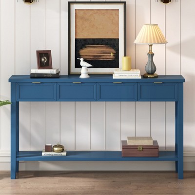 KIGFTSOD Contemporary High-Quality Entryway Console Table with 4 Spacious Drawers,1 Practical Bottom Shelf, Long Legs, for Hallway, Foyer