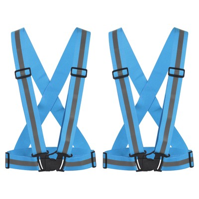 Unique Bargains Reflective Vest Adjustable High Visibility Safety Vest for Cycling Running Walking 2Pcs