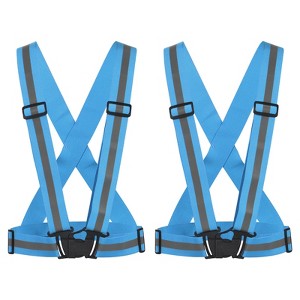 Unique Bargains Reflective Vest Adjustable High Visibility Safety Vest for Cycling Running Walking 2Pcs - 1 of 4