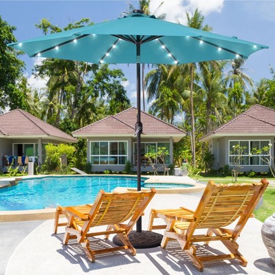 Sonkuki 9 ft LED Round Solar Lighted Patio Market Umbrella