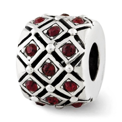 Black Bow Jewelry Sterling Silver with Crystals Jan Dark Red Lattice Bead Charm