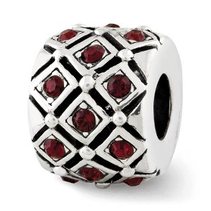 Black Bow Jewelry Sterling Silver with Crystals Jan Dark Red Lattice Bead Charm - 1 of 3