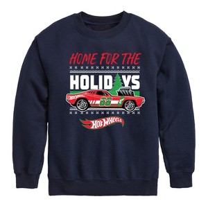 Boys' - Hot Wheels - Home For The Christmas Graphic Long Sleeve Fleece Sweatshirt - 1 of 4