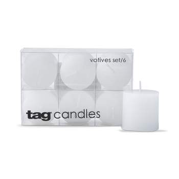 TAG Chapel Basic Votive Unscented Paraffin Wax Candles Set Of 6, Burn Time 5 hours