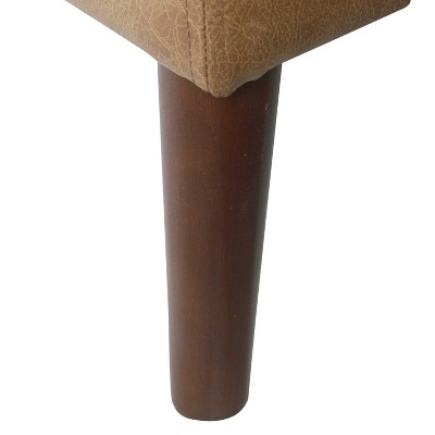 Modern Tufted Light Brown Faux Leather Cocktail Ottoman - 48in