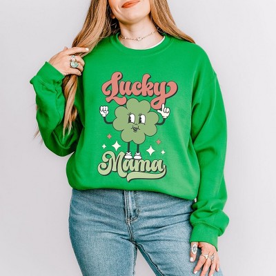 Simply Sage Market Women's Graphic Sweatshirt Lucky  Mama Clover Script
