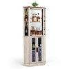 Corner Bar Cabinet, 68.5" Tall Farmhouse Wine Cabinet with Rotating Liquor Shelves with Barn Door & Adjustable Shelves - 3 of 4