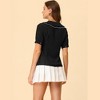 INSPIRE CHIC Women's Peter Pan Collar Contrast Color Trim Gingham Button Up Shirt - 4 of 4