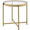 Royal Hampton End Table with Round Glass Top and Metal Frame - 3 of 4