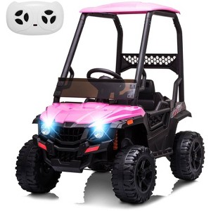 12V Kids Dump Truck Ride On w/Sun Shade, Electric Car w/Remote, LED Lights, Shock Absorption, 3 Speeds, MP3/USB - 1 of 4