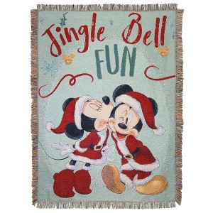 Northwest Mickey Mouse Woven Tapestry Throw Blanket, 48" x 60", Jingle Bell Fun - 1 of 1