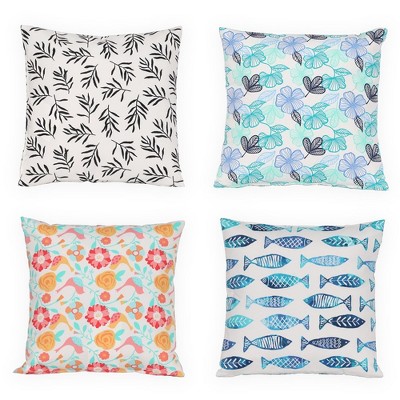 Okuna Outpost Set Of 4 Coastal Beach Throw Pillow Covers, 18x18 Decorative  Nautical Cushion Cases : Target