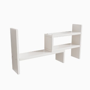 Desktop Bookshelf, Wooden Desktop Display Shelf, Desktop Organizer, Countertop Storage Shelf, Expandable - 1 of 4