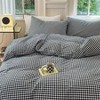 Black White Gingham Duvet Cover Queen 100 Washed Cotton Plaid Checkered Set with Zipper, Durable, Breathable, Easy Care - 4 of 4
