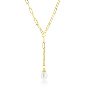 Simona Sterling Silver FWP Paperclip Necklace - Gold Plated - Gold - 16+2 Inch - 1 of 2