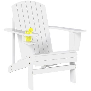 Outsunny Oversized Adirondack Chair, Outdoor Fire Pit and Porch Seating, Classic Log Lounge w/ Built-in Cupholder for Patio, Backyard - 1 of 4