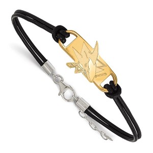 Black Bow Jewelry 14k Yellow Gold Plated Sterling Silver San Jose Sharks NHL Charm Bracelet 7 Inch - 1 of 3