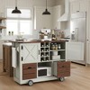 YOOCOZZ 54" Farmhouse Kitchen Island with Drop Leaf, Power Outlet, 2 Doors+2 Drawers, Spice Rack, Rolling Cart on 4 Wheels - 4 of 4