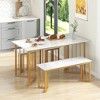 Tangkula 4PCS Dining Table Set Kitchen Table w/ Bench & 2 Stools Wing-shaped Metal Legs - 2 of 4