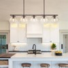LLHZSY 5 - Light 44" Large Globe Chandelier Kitchen Island Linear Pendant Light for Dining Room - Clear Glass - Oil Rubbed Bronze - 2 of 4