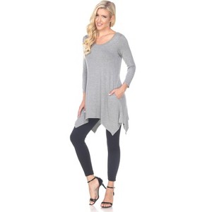 Women's 3/4 Sleeve Makayla Tunic Top with Pockets - White Mark - 1 of 3