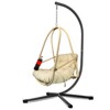 Okak Egg Swing Chair with Cup Holder,Outdoor Hanging Basket Chair with Foldable Stand and Cushion,Porch Swing for Patio,Garden,Backyar - 2 of 4