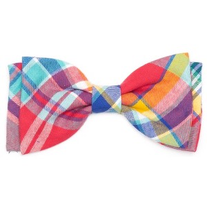 The Worthy Dog Coral Plaid Bow Tie Adjustable Collar Attachment Accessory - 1 of 2