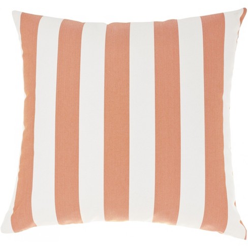 Mina Victory Outdoor Pillows Stripes Reversible 18 X 18 Coral Indoor outdoor Throw Pillow Target