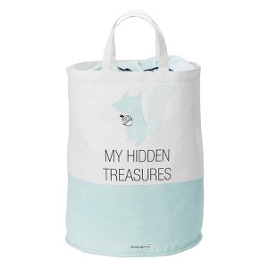 Storied Home My Hidden Treasures Cotton Storage Bag, White and Mint - 1 of 2