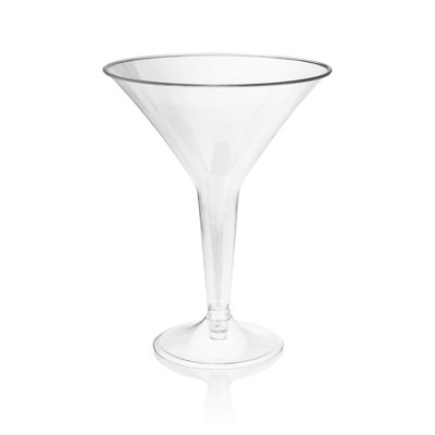 Martini Cocktail Glasses Set Clear Plastic Cup Black Paper Straws Party BBQ