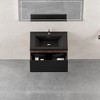 Christopher Knight Home Annabelle Modern Wood Striped Wall-Mounted Bathroom Vanity with Soft-Close Drawer and Quartz Sand Basin - 3 of 4