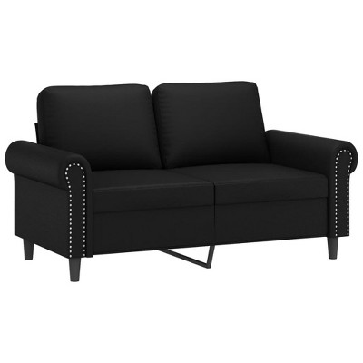 vidaXL 2-Seater Sofa in Black Faux Leather: Modern Design, Comfortably Padded, Stain-Resistant Upholstery, Sturdy Metal Frame, Ample Seating Space